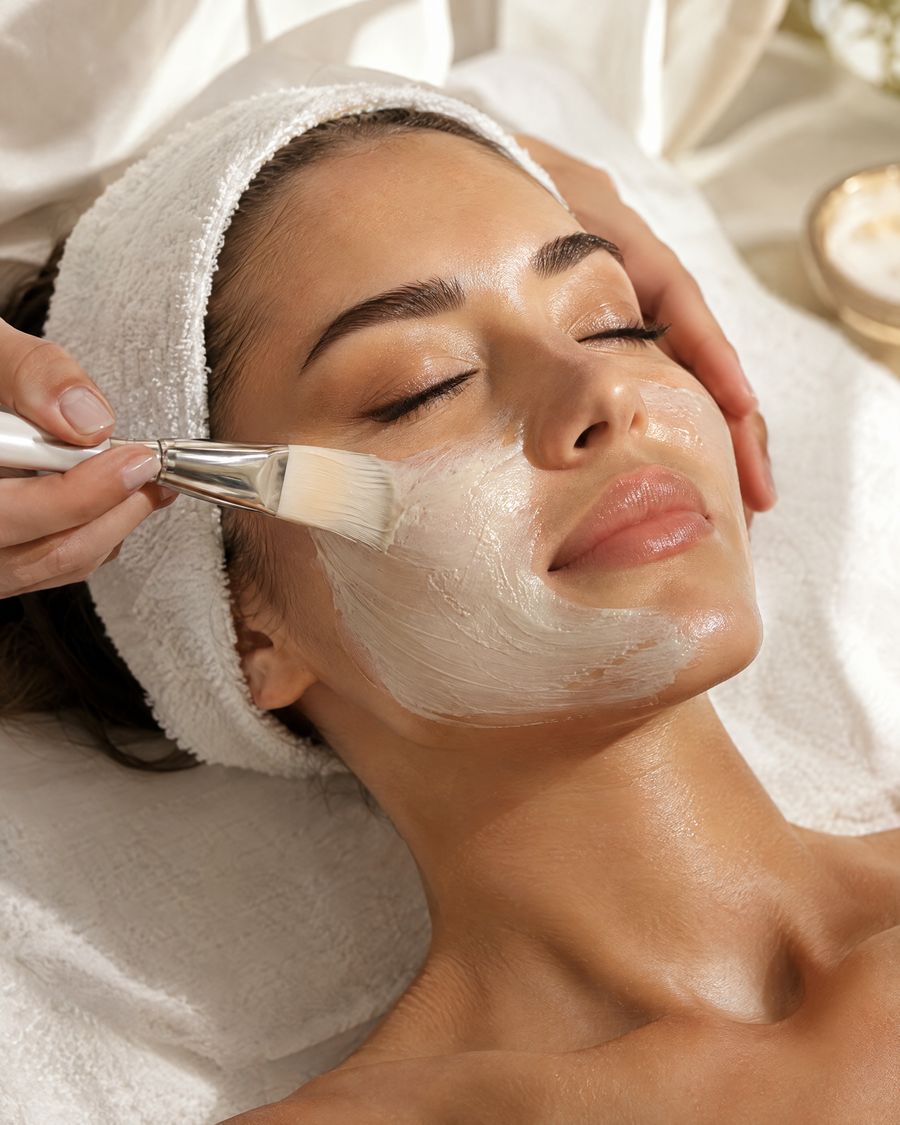 Gesichtsbehandlung mit pflegender Maske